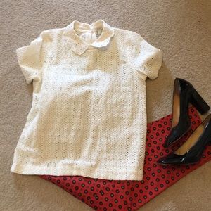 JCREW Peter Pan Collar Eyelet Shirt